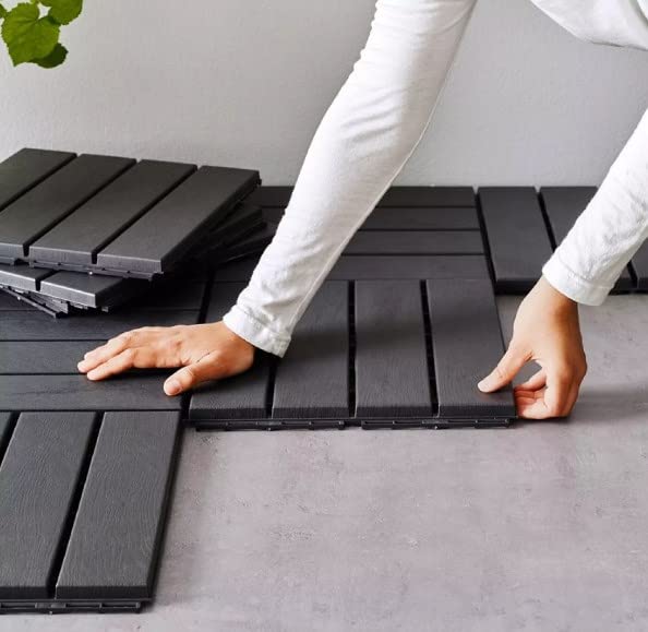 9 Pack 12"x12" Plastic Interlocking Deck Tiles