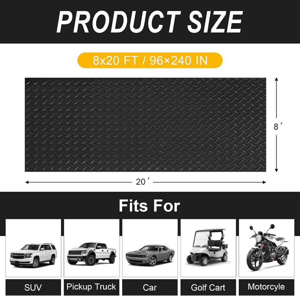 8x20 FT Diamond Plate PVC Garage Floor Mat