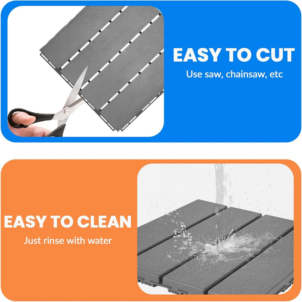 9 PCS 11.6"x11.6" Plastic Interlocking Deck Tiles