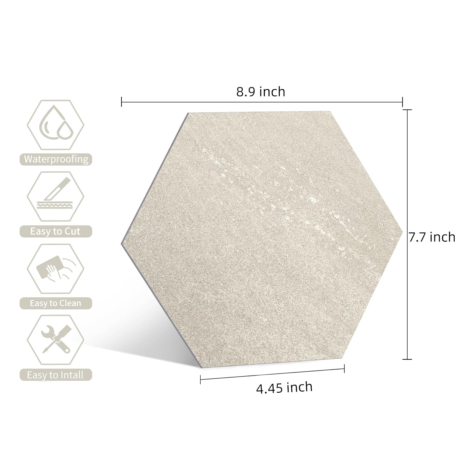 Beige Hexagon Peel And Stick Floor Tile 24-Sheets