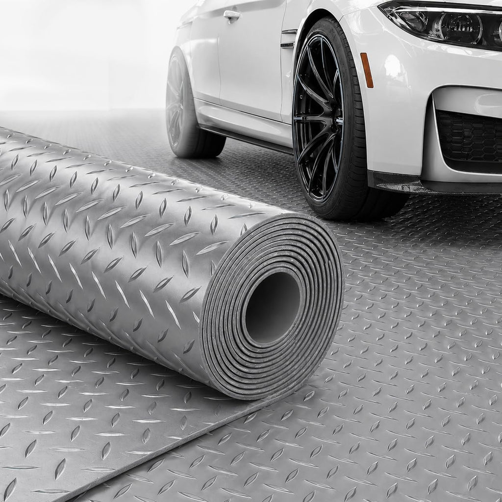 4x10 FT Diamond Plate PVC Garage Floor Mat