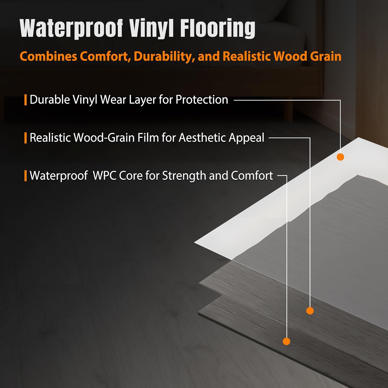 Light Grey Click Lock Rigid Vinyl Flooring 15 Sq.Ft