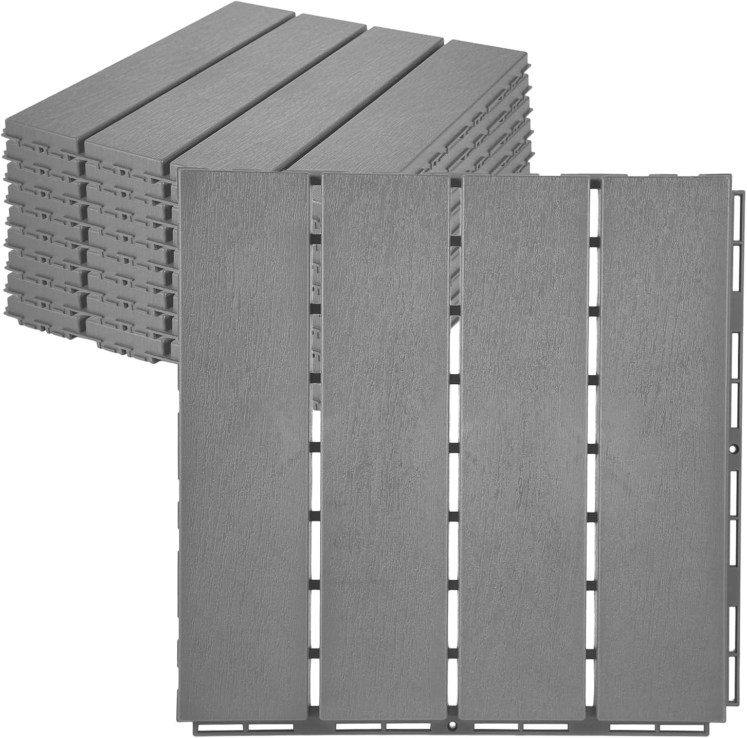 9 PCS 11.6"x11.6" Plastic Interlocking Deck Tiles