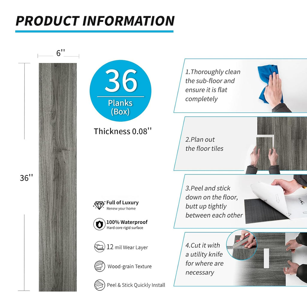 Deep Gray Peel And Stick Vinyl Planks 36-Pack