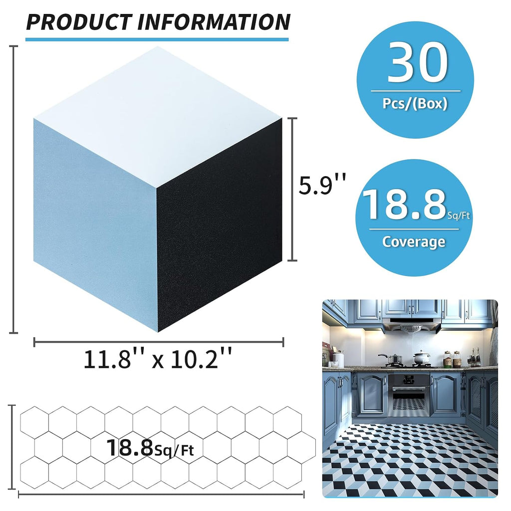 Hexagon Peel And Stick Floor Tiles 30-Pack