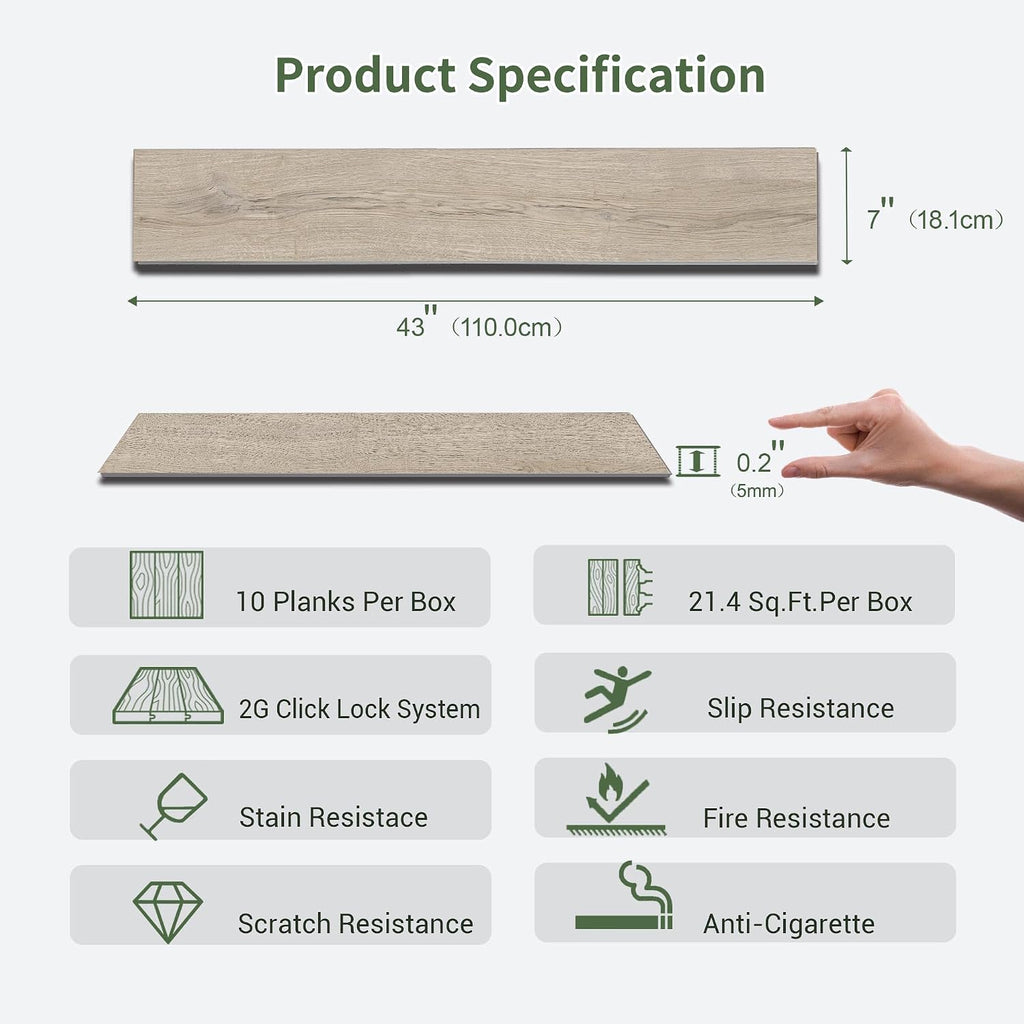 Click Lock Wood Look Vinyl Flooring 10 Planks