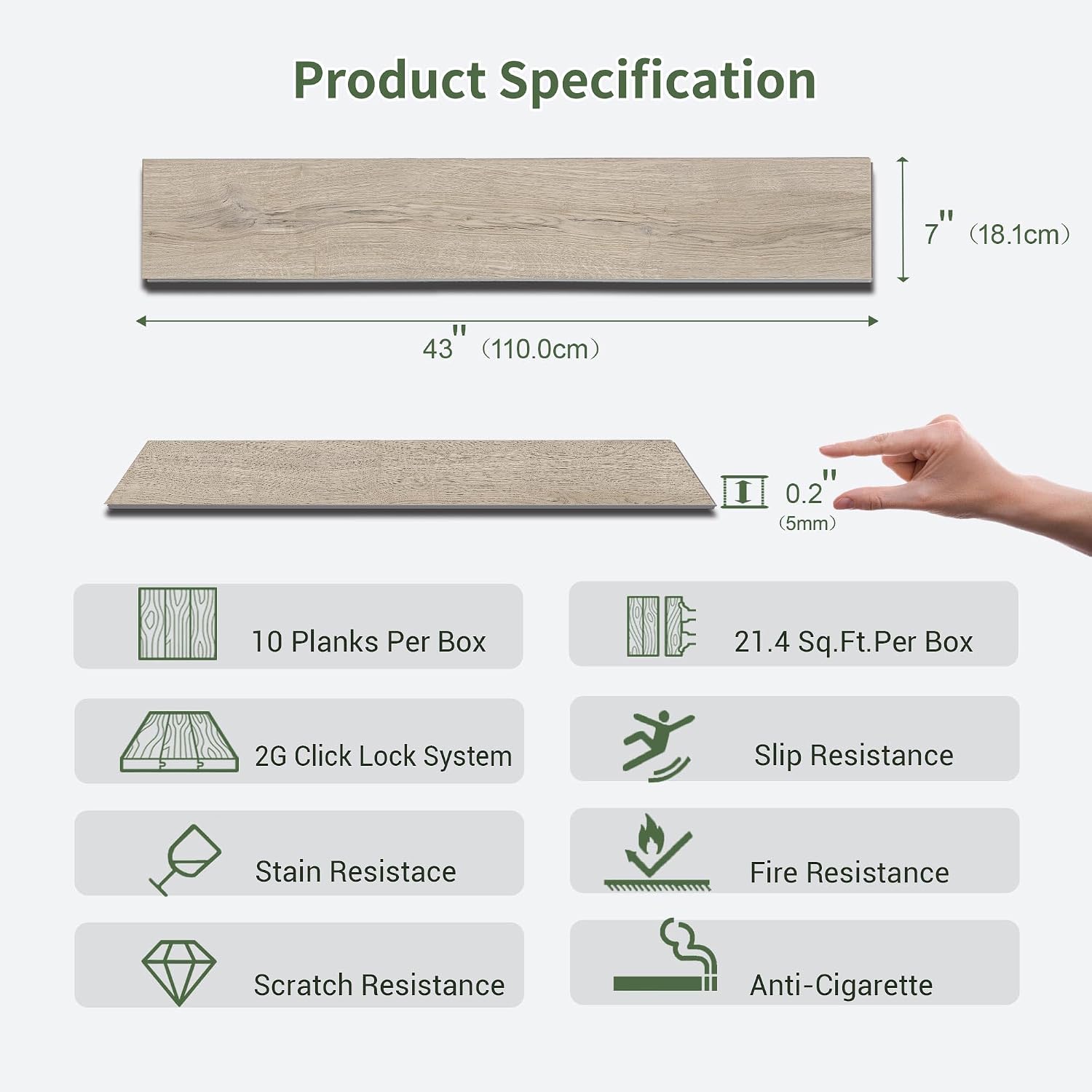 Click Lock Wood Look Vinyl Flooring 10 Planks