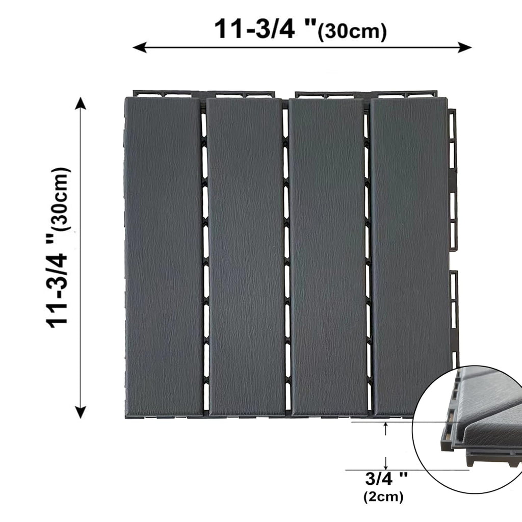 9 Pack 12"x12" Plastic Interlocking Deck Tiles