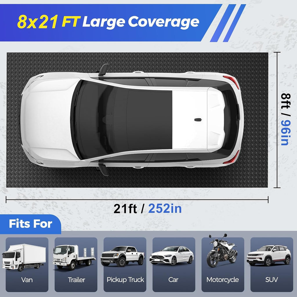 8x21 FT Diamond Plate PVC Garage Floor Mat