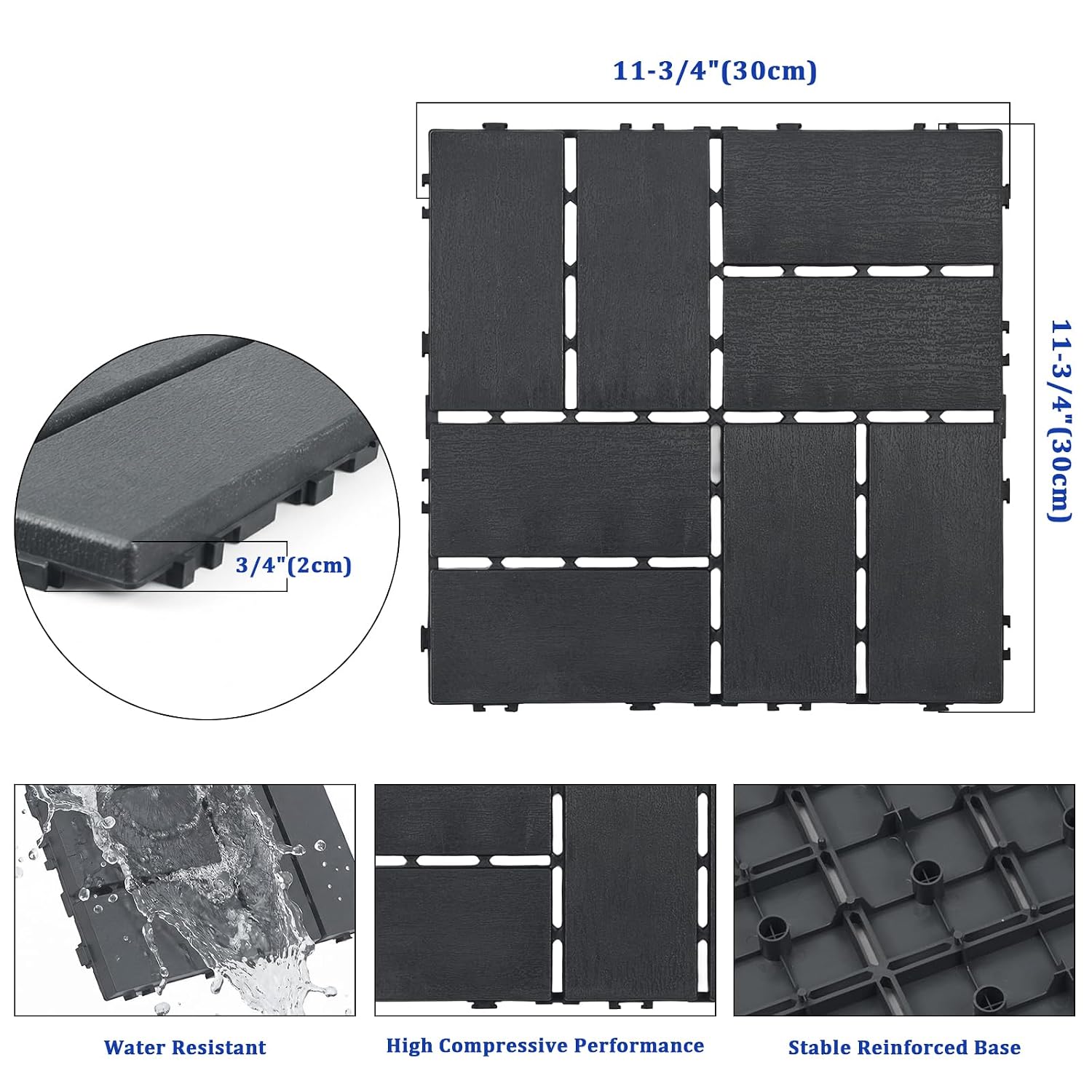 Interlocking 12"x12" Deck Tiles