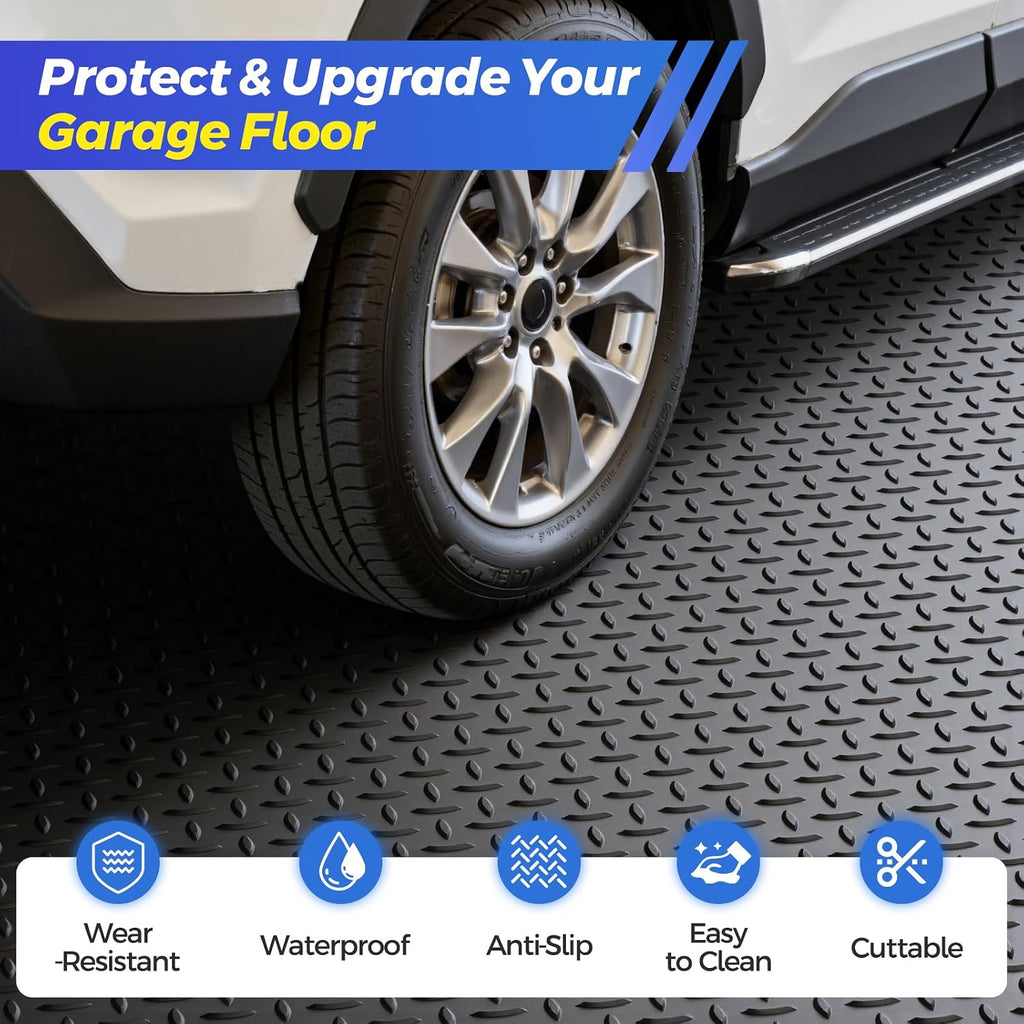 8x21 FT Diamond Plate PVC Garage Floor Mat