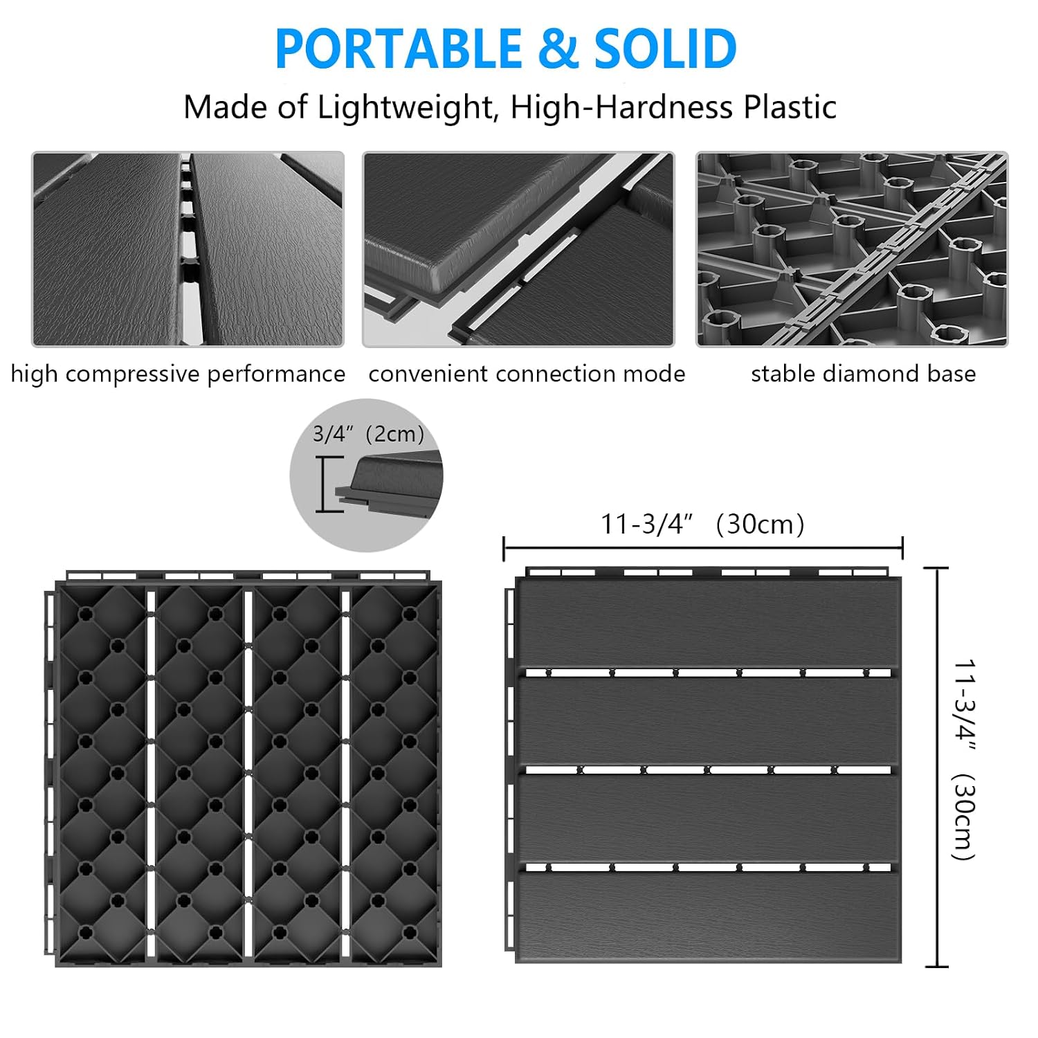 12"x12" Interlocking Patio Deck Tiles
