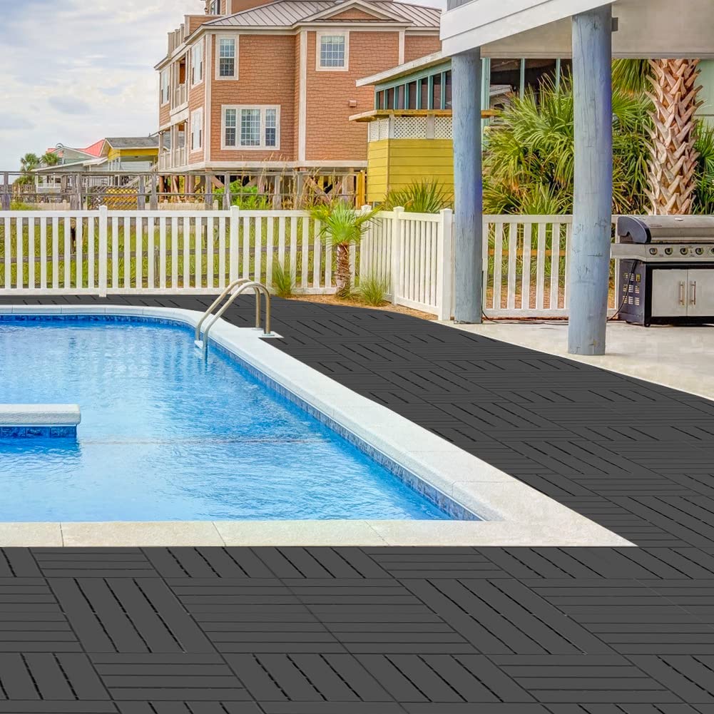 36 Pack 12"x12" Interlocking Plastic Deck Tiles