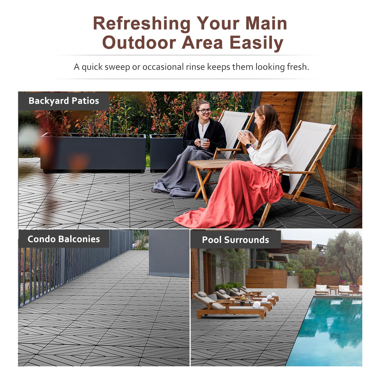 12"x12" Interlocking Patio Deck Tiles