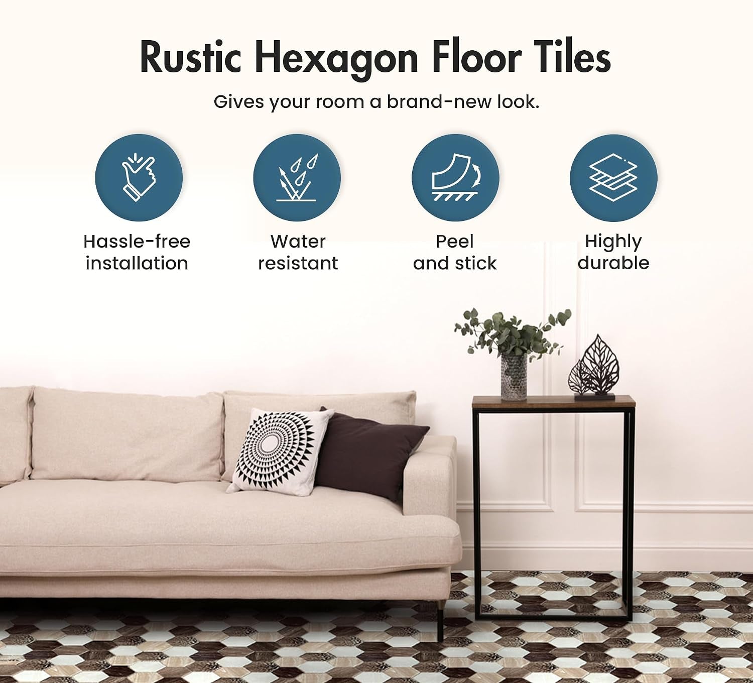 Hexagon Peel And Stick Floor Tiles 20 Pcs