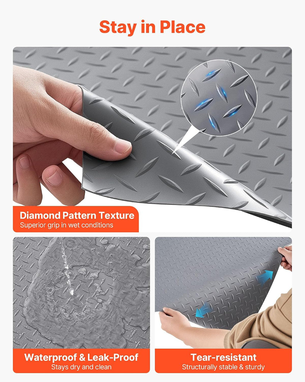 7.5x17ft PVC Diamond Plate Garage Floor Roll