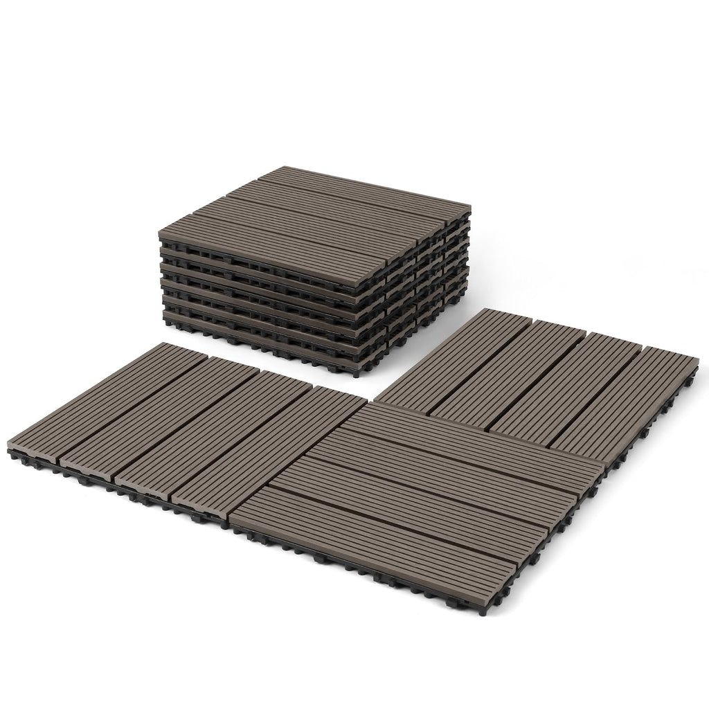 9 Pack 12"x12" Composite Interlocking Deck Tiles