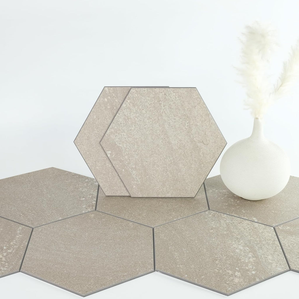 Beige Hexagon Peel And Stick Floor Tile 24-Sheets