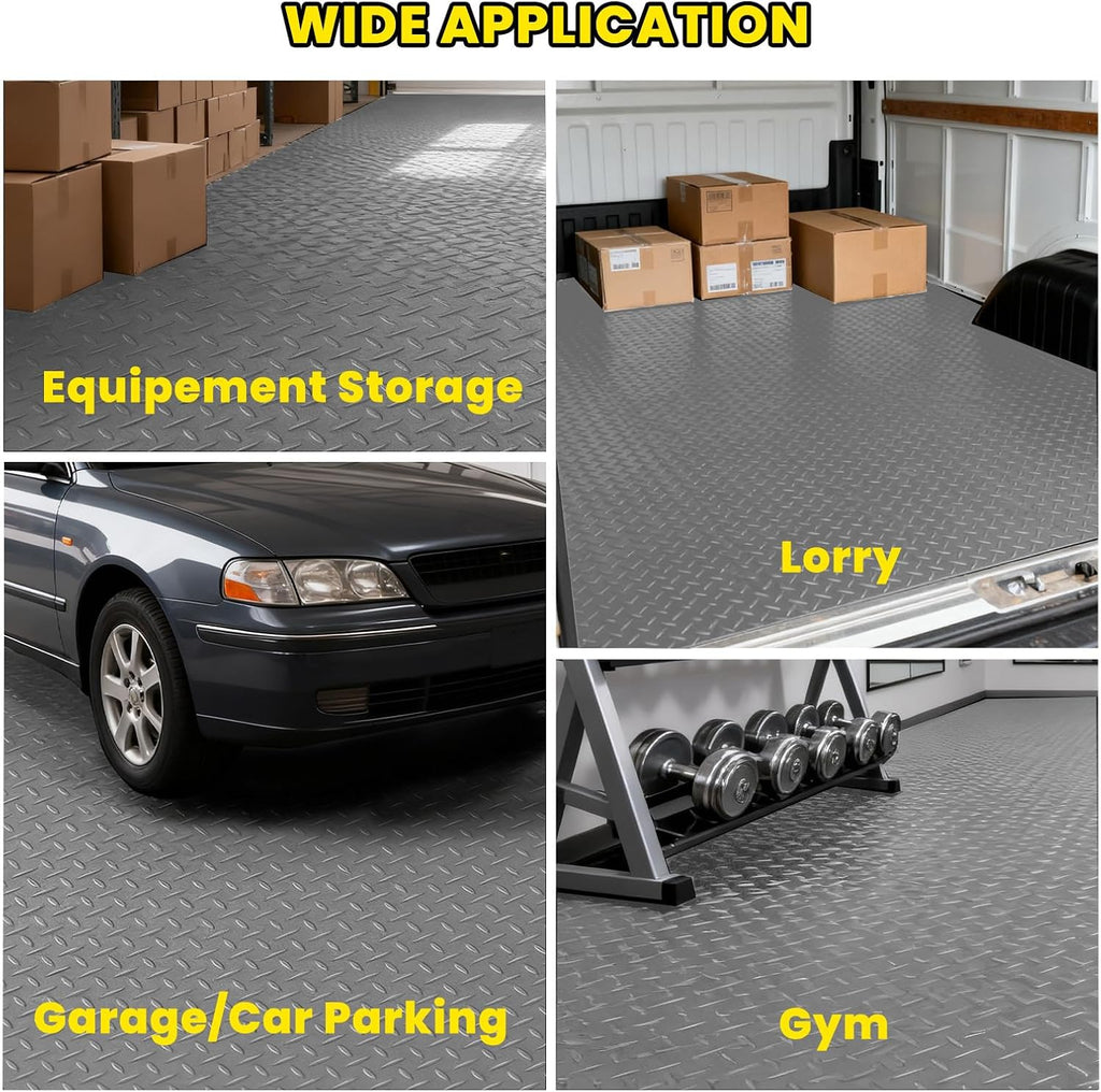 4x10 FT Diamond Plate PVC Garage Floor Mat