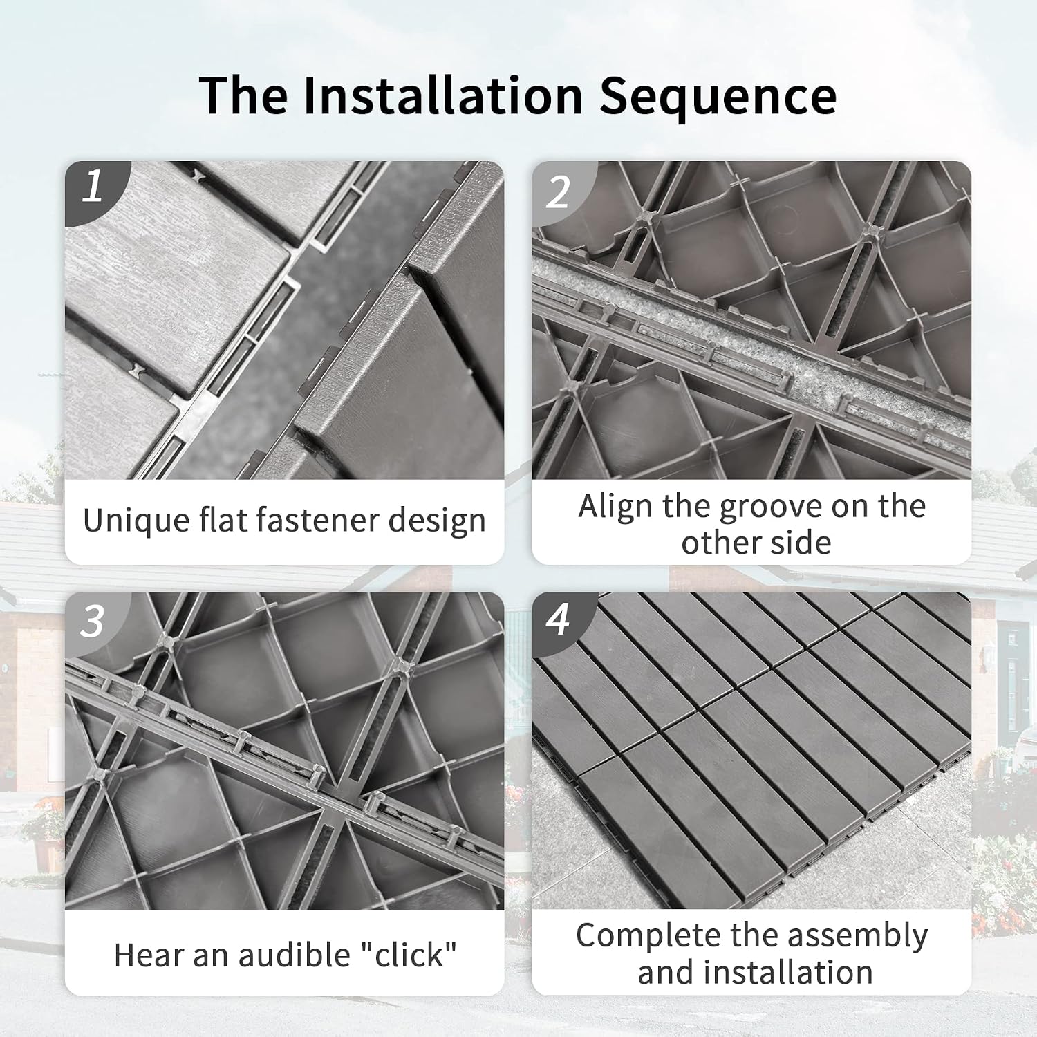 36 Pack 12"x12" Interlocking Plastic Deck Tiles