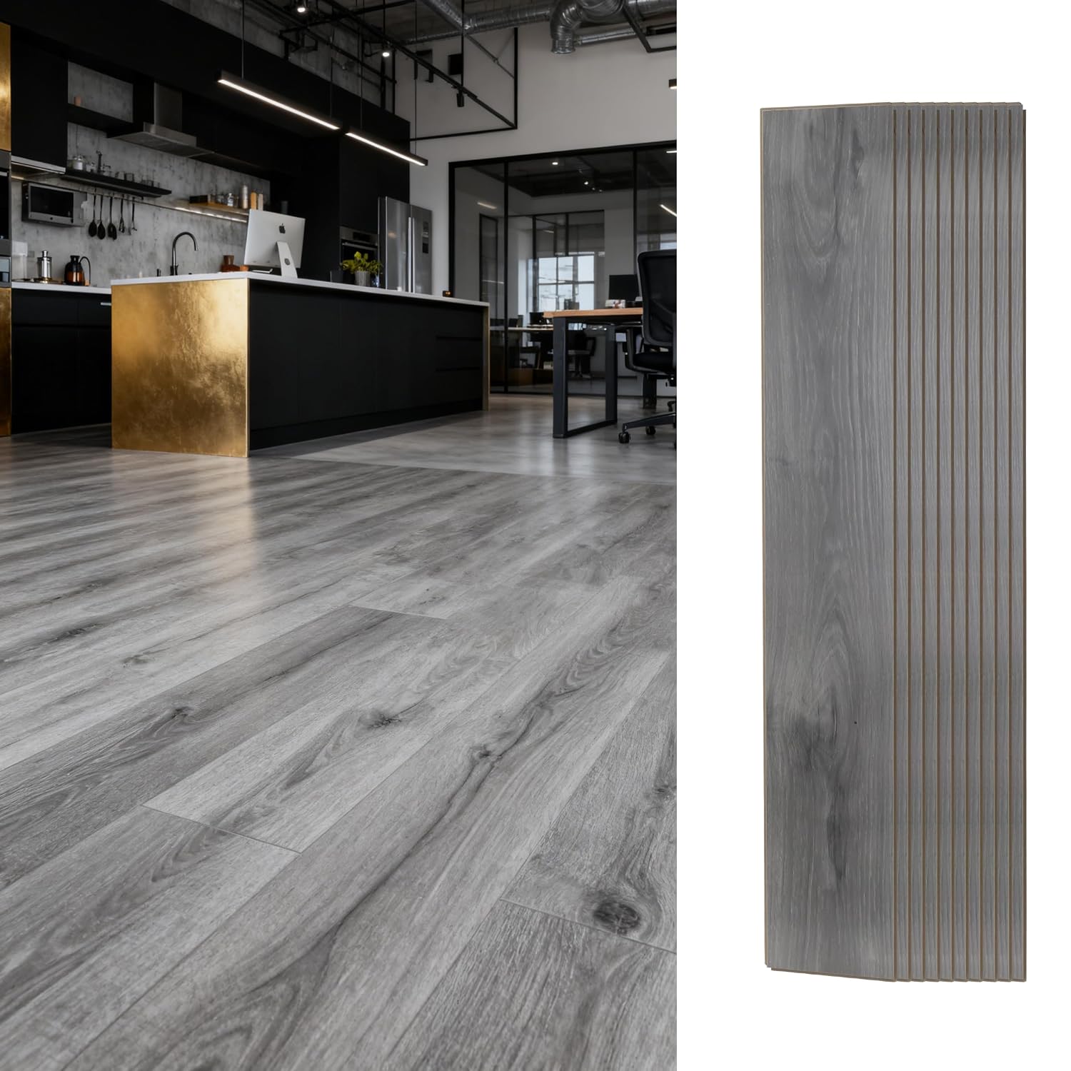 Light Grey Click Lock Rigid Vinyl Flooring 15 Sq.Ft