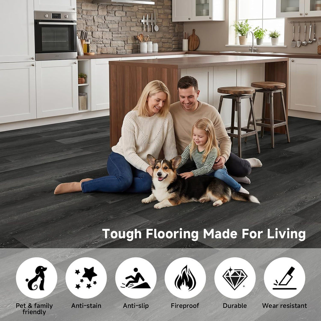 Grey Oak Peel And Stick Vinyl Flooring 28 Planks