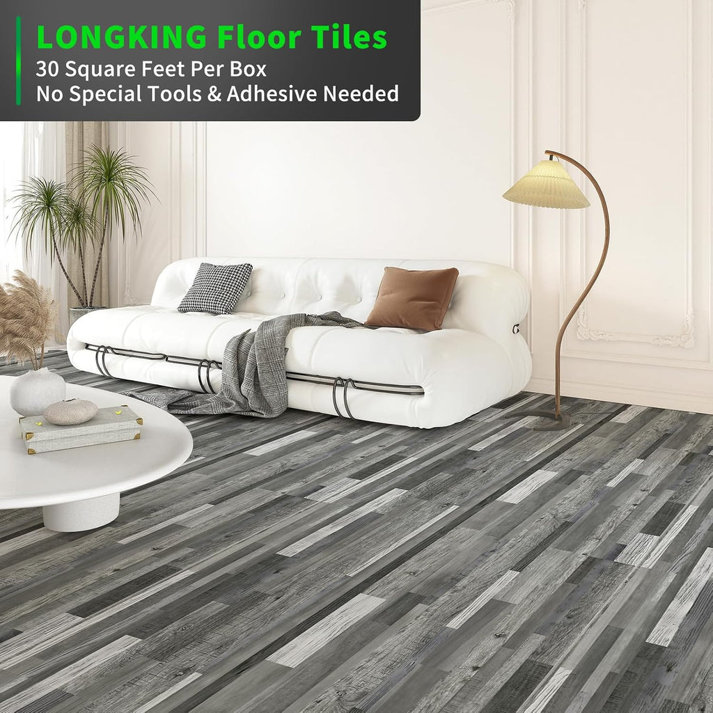 Grey Segment Peel And Stick Floor Tiles 30-Pack