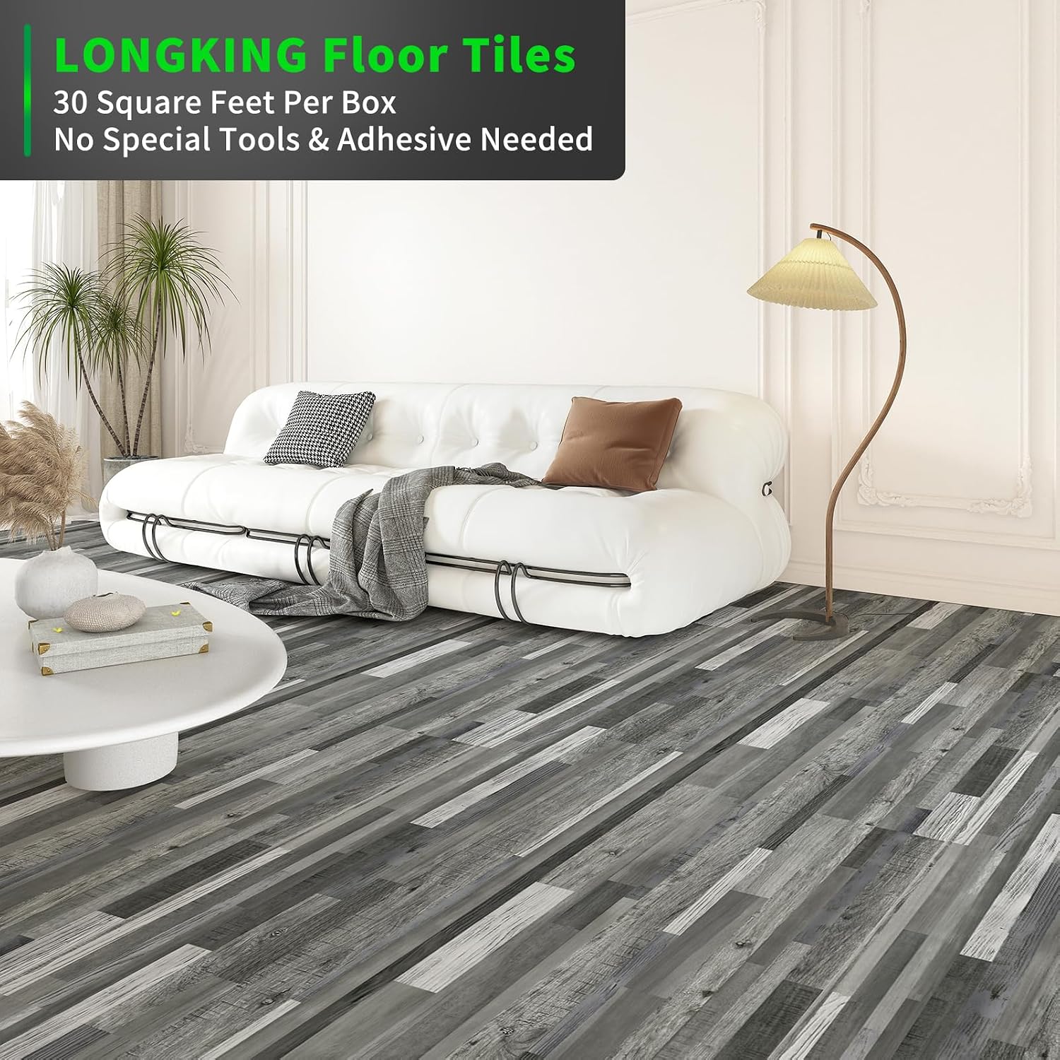 Grey Segment Peel And Stick Floor Tiles 30-Pack