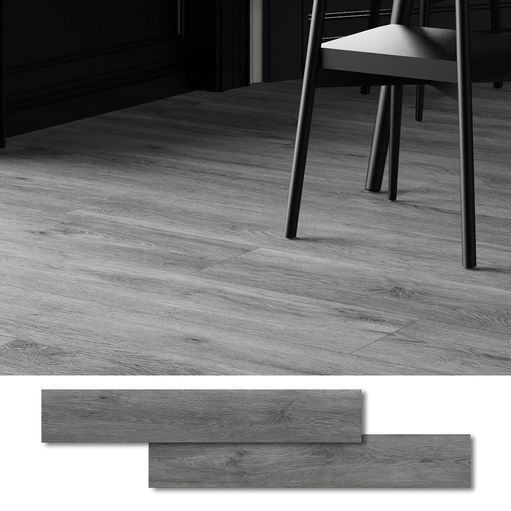 Dark Gray Wood Effect Peel And Stick Vinyl Planks 37-Pack