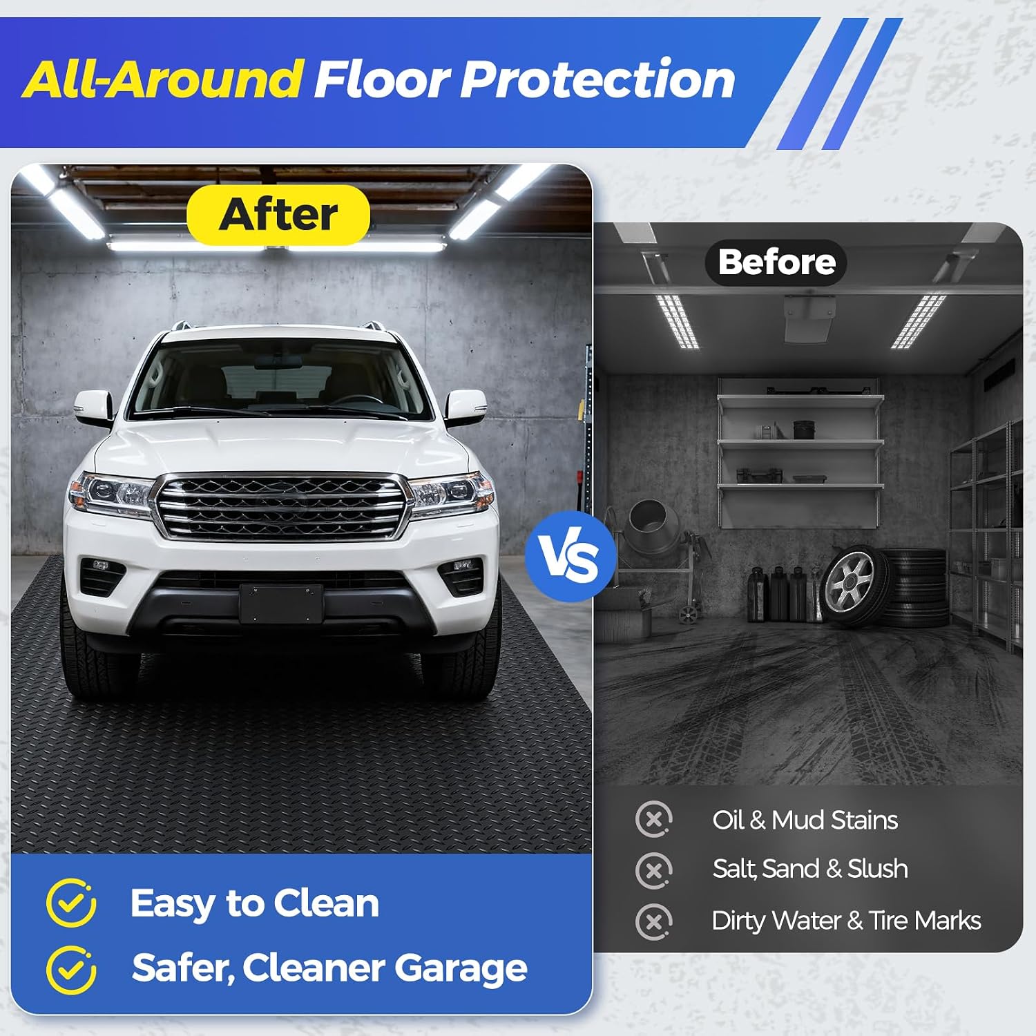 8.2x20 FT Diamond Plate PVC Garage Floor Mat