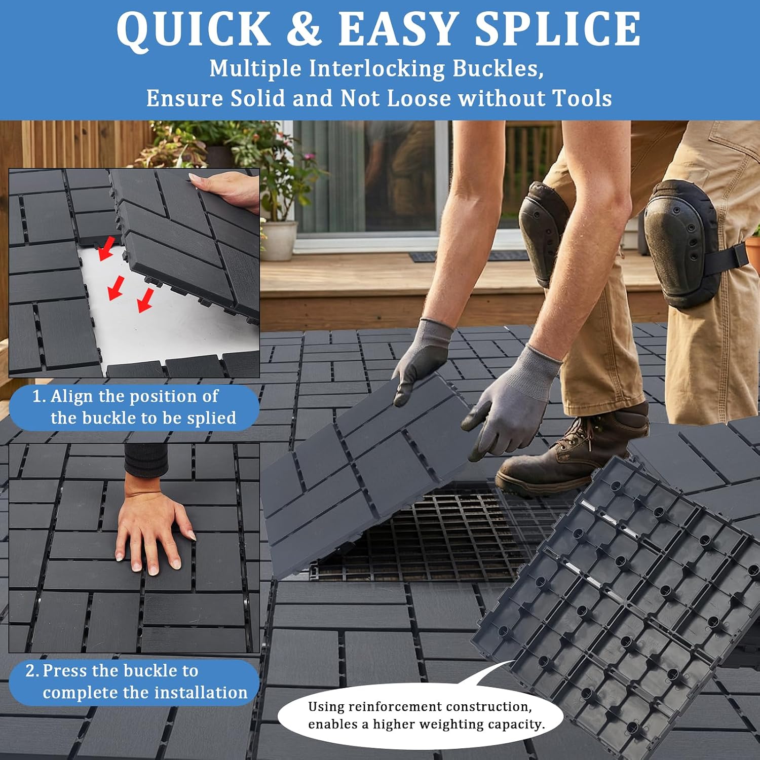 Interlocking 12"x12" Deck Tiles