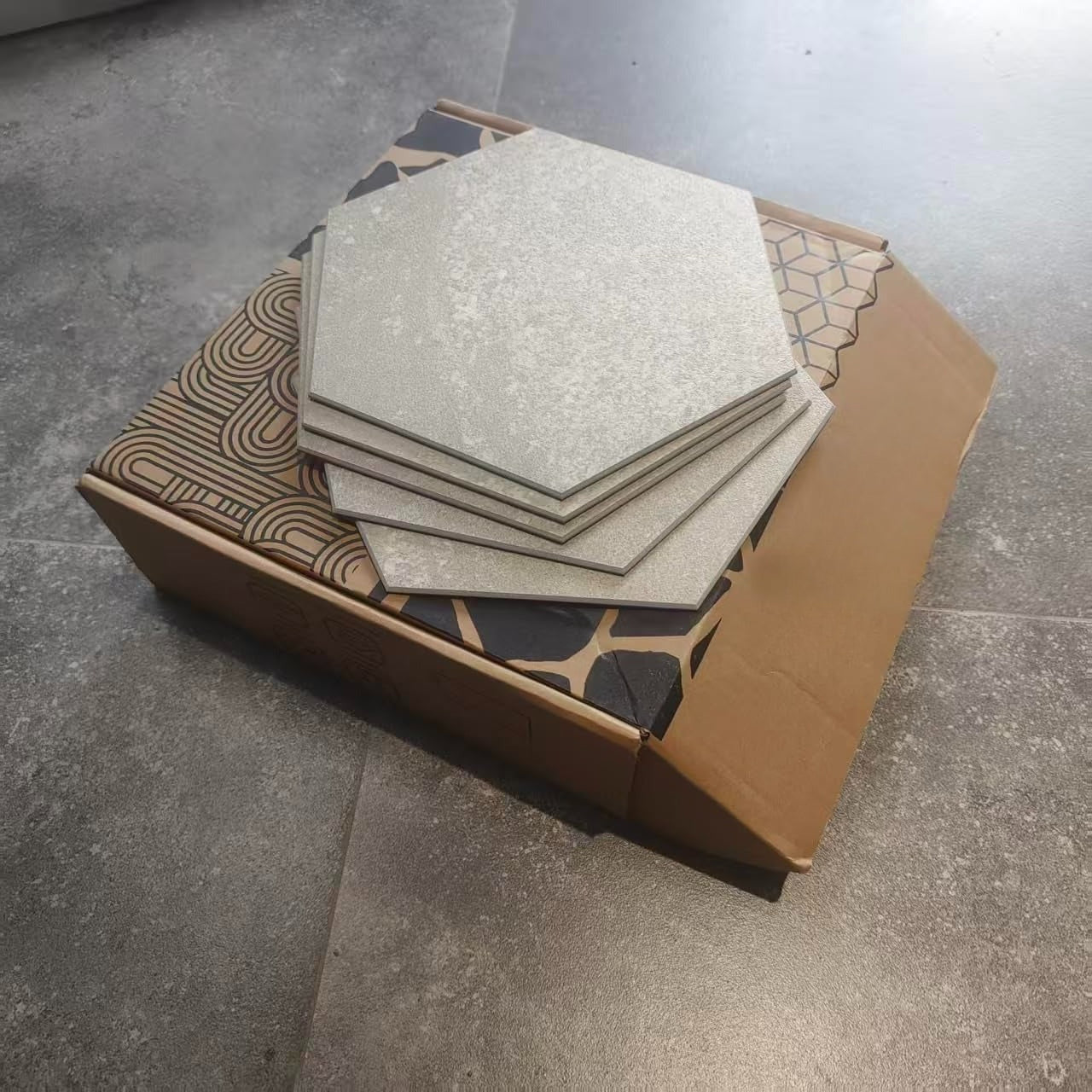 Beige Hexagon Peel And Stick Floor Tile 24-Sheets