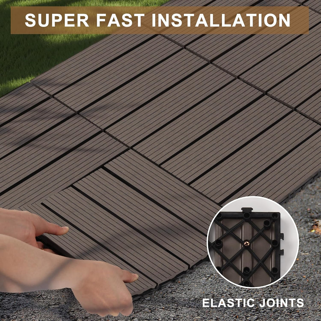 9 Pack 12"x12" Composite Interlocking Deck Tiles