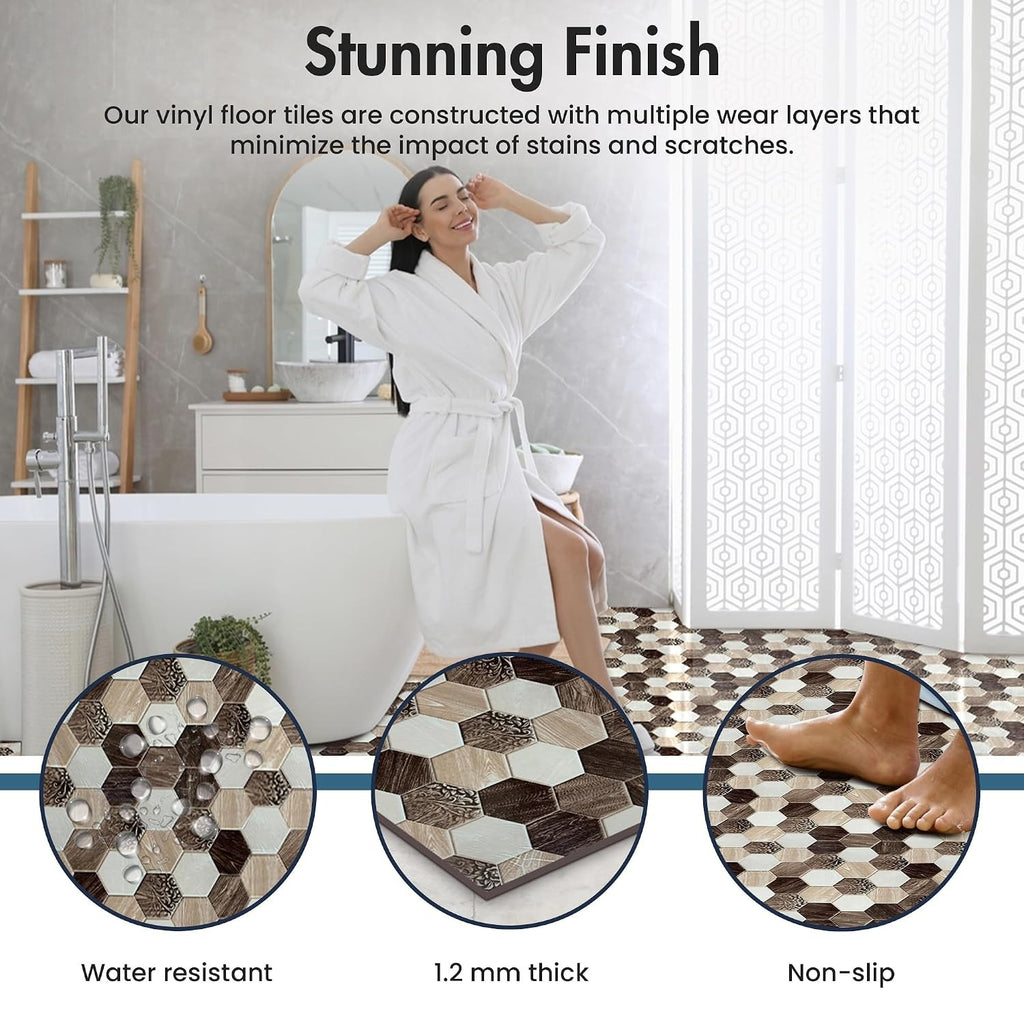 Hexagon Peel And Stick Floor Tiles 20 Pcs
